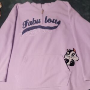 Fabulous Lavender Hoodie with Cartoon Detail